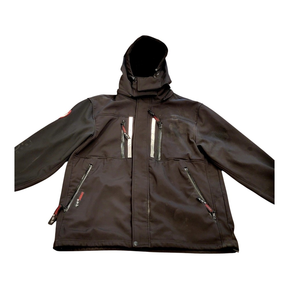 Canada Weather Gear Mens Softshell Reflective Jacket Black XL Hooded Full Zip
